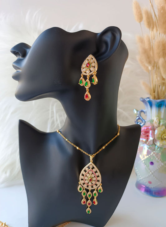 AA2431-Zircon Studded Pendant Set