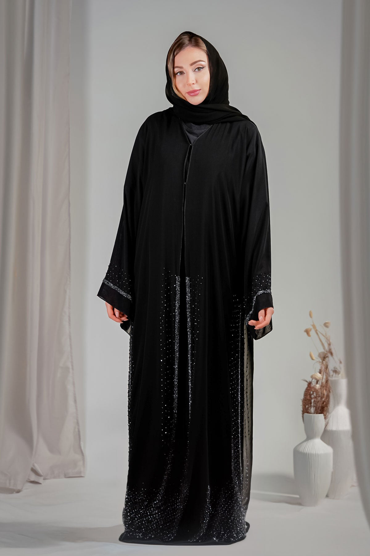 Black abaya with matching sheila