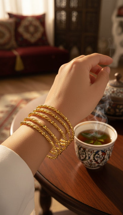 Ruby Golden 6 Bangles Set