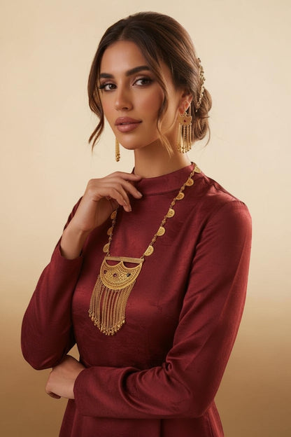 Arisha Gold Filigree Necklace Set