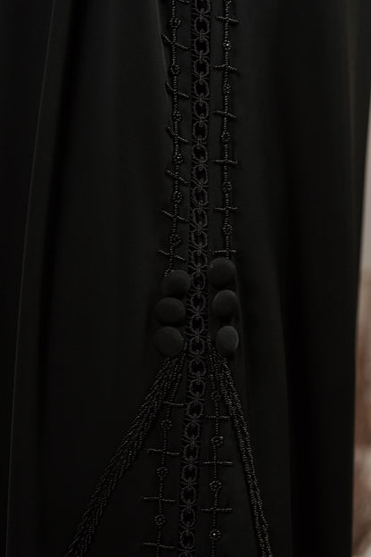 Black Abaya with Exquisite Black Bead Embellishments