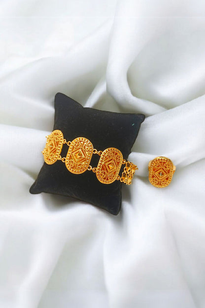golden nora bracelet with ring
