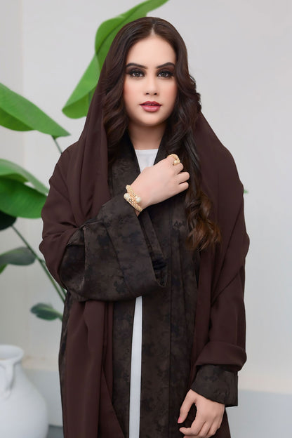 Two Toned Jacquard Abaya