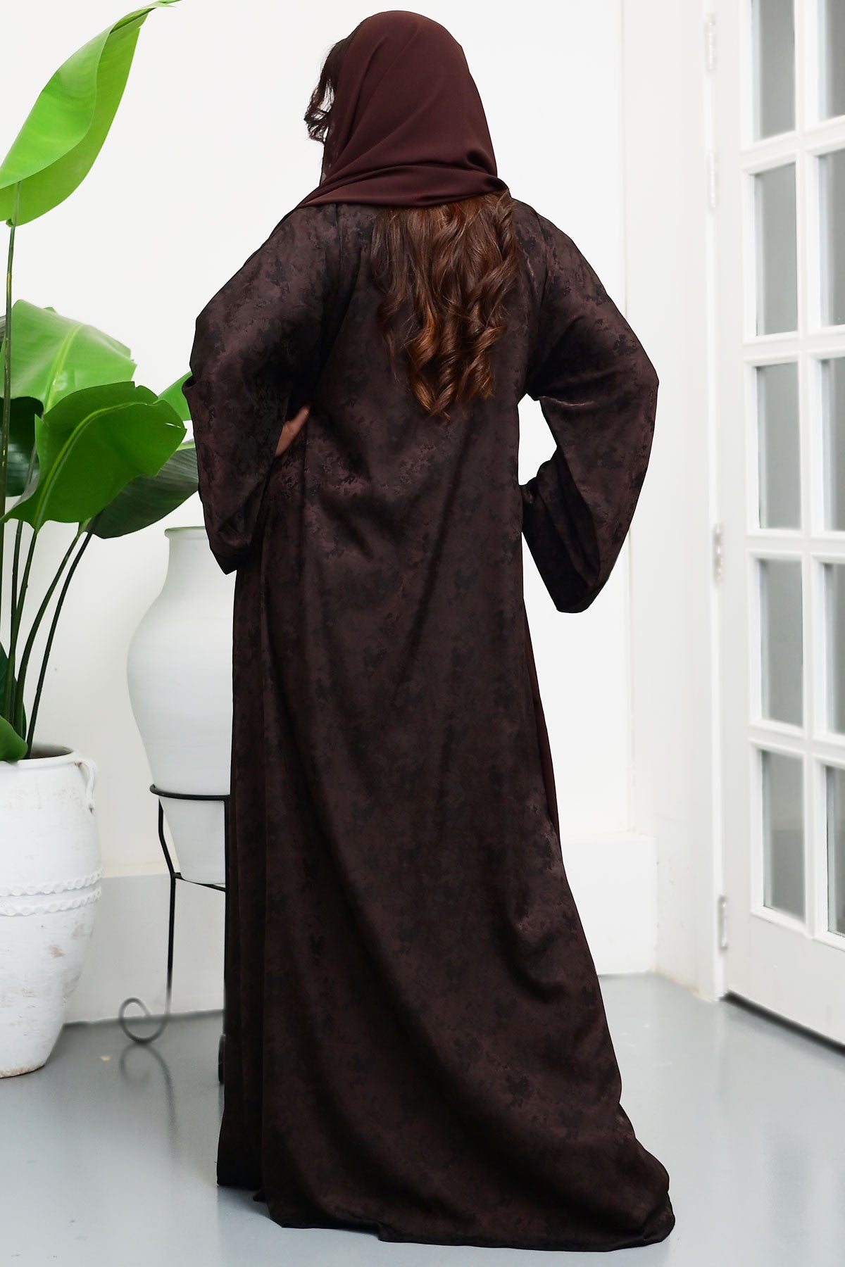 Two Toned Jacquard Abaya