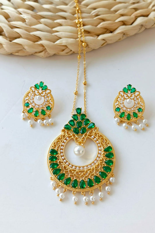Meena Pendant Set in Emerald