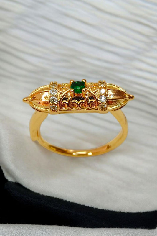 Asiya Ottomon Green stone Adjustable Ring