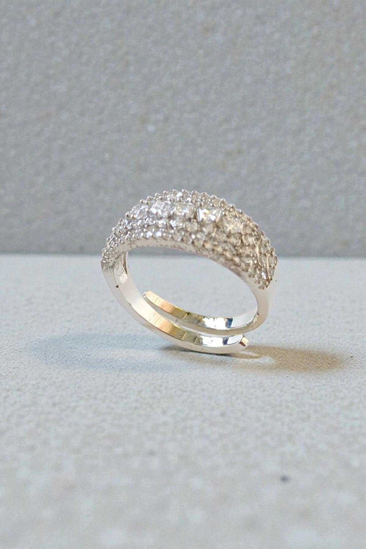 Diana Princess Cut Adjustable Ring in silver