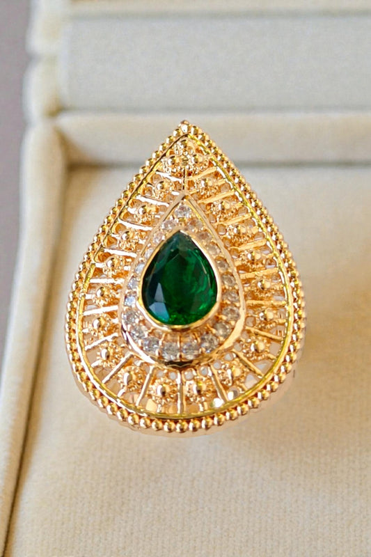 Teardrop Green Stone Statement Ring