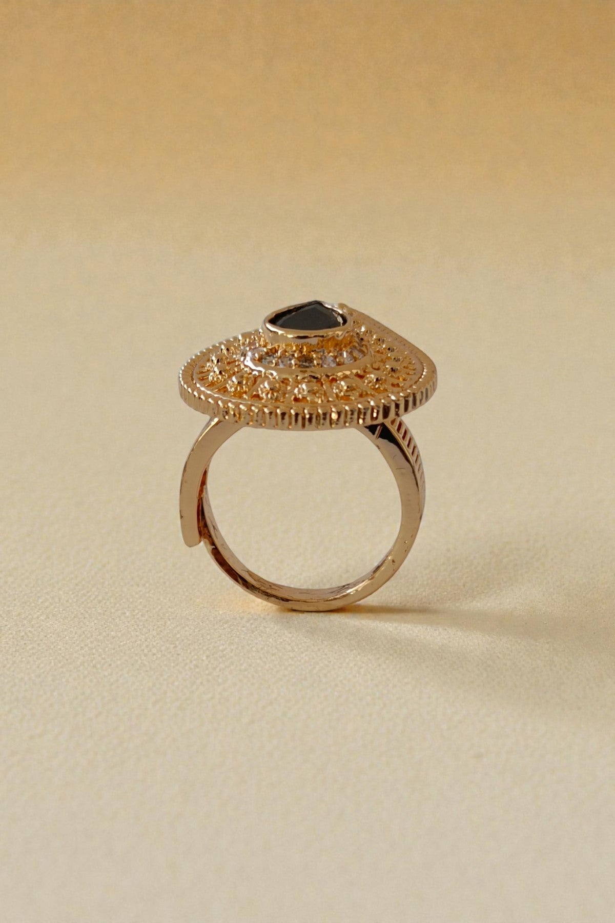 Teardrop Black Stone Statement Ring