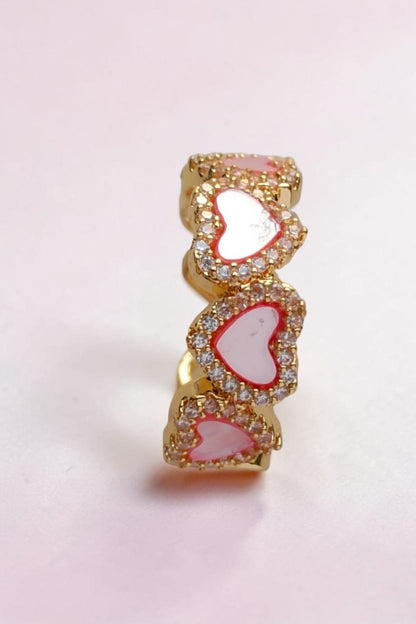 Afsah pink heart shape ring