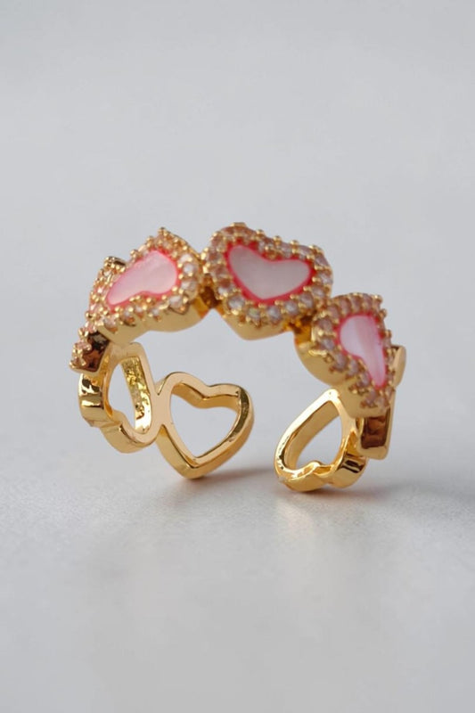 Afsah pink heart shape ring