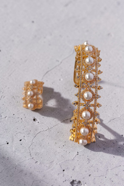 Kobra golden cuff and ring set