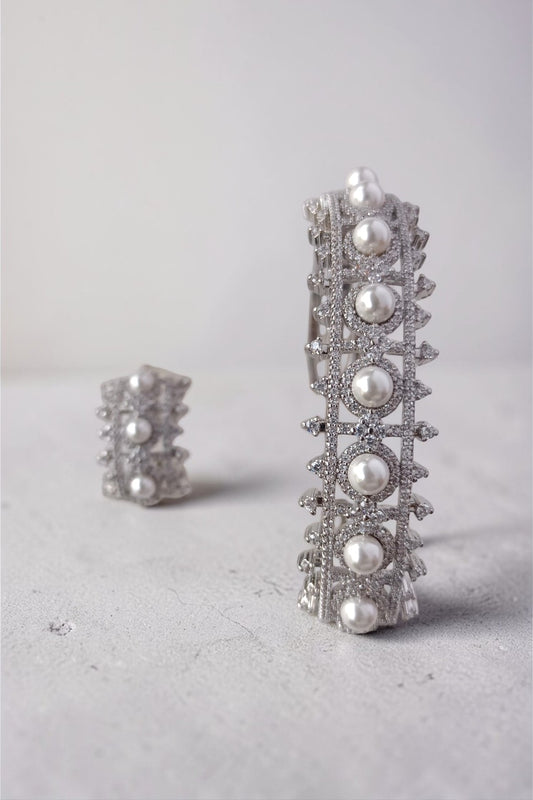 Kobra silver cuff and ring set