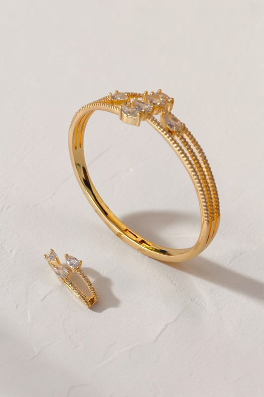 Areej golden cuff and ring set