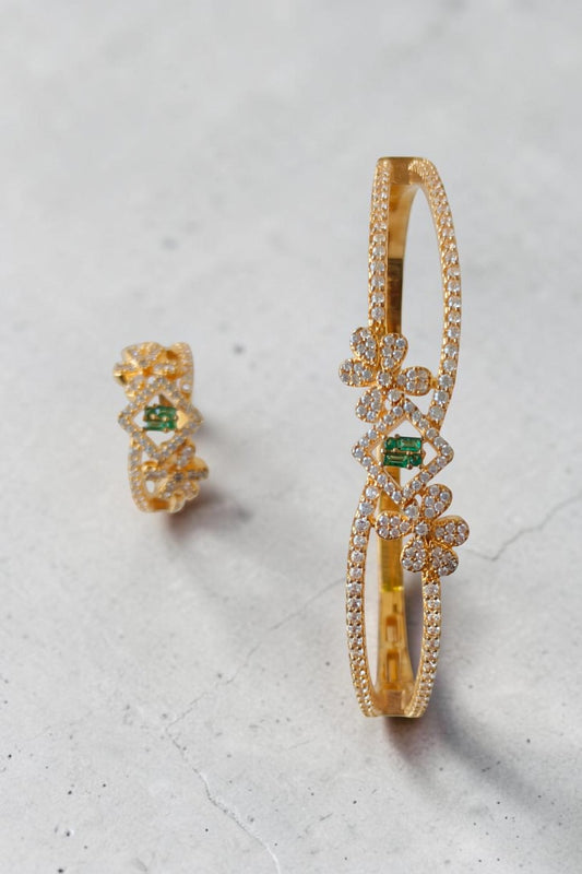 Aara Golden Cuff and Ring set