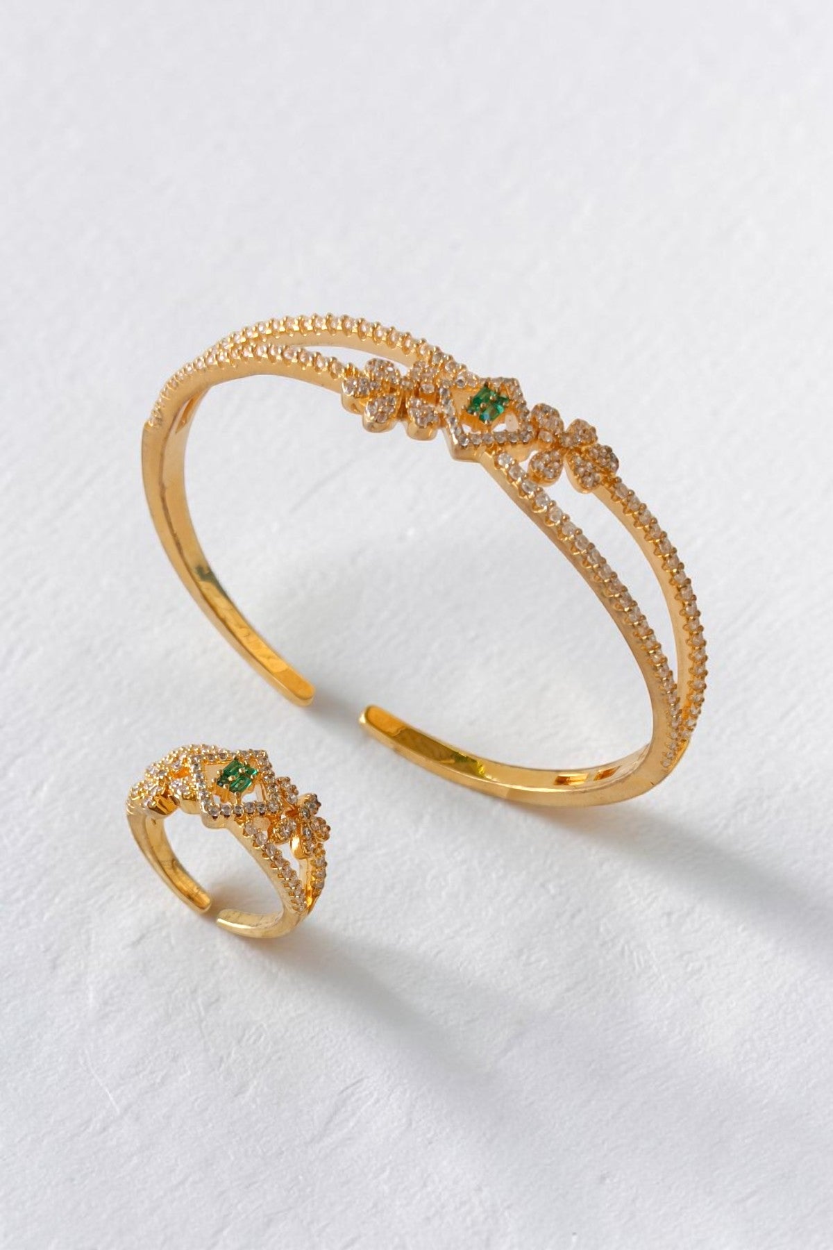 Aara Golden Cuff and Ring set