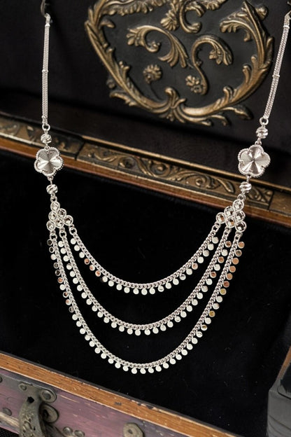 Huda Silver Hilal Necklace Set