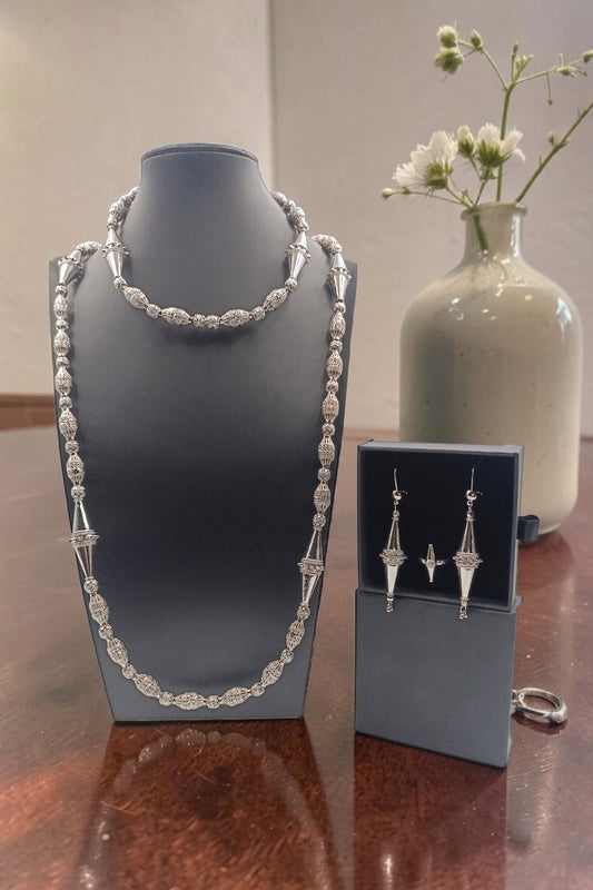 Silver traditional Layered Necklace Set