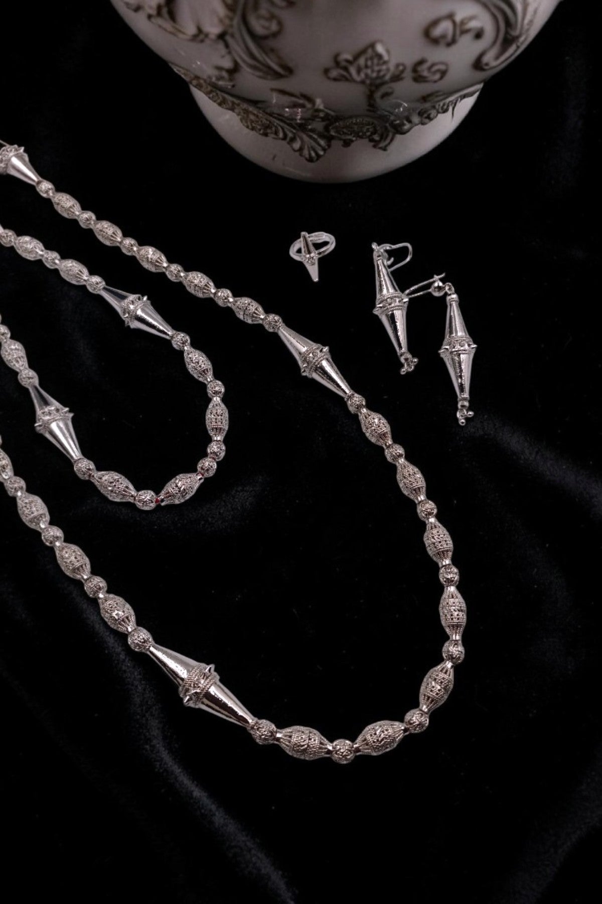 Silver traditional Layered Necklace Set