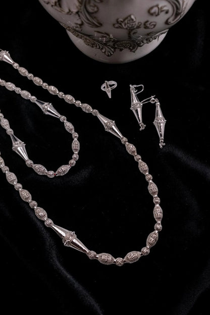 Silver traditional Layered Necklace Set
