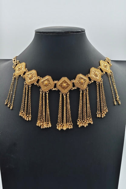 Layla Square Filigree Tassel Necklace Set