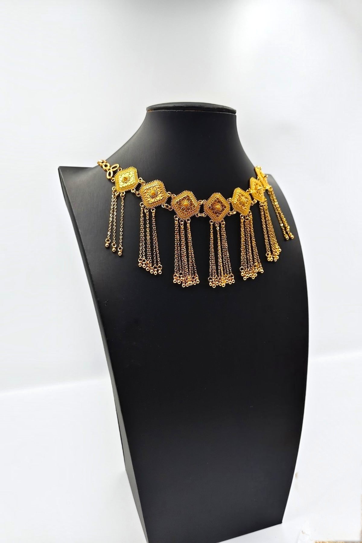 Layla Square Filigree Tassel Necklace Set