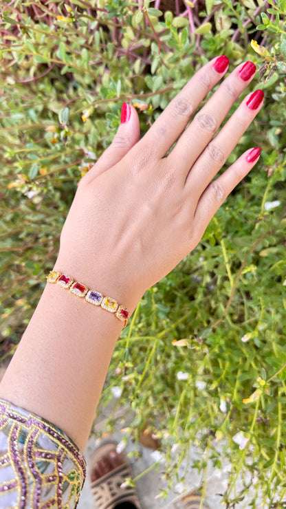 Multicolor Stone studded Minimal Bracelet