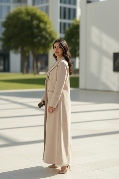 Modern Beige Collared Blazer Abaya