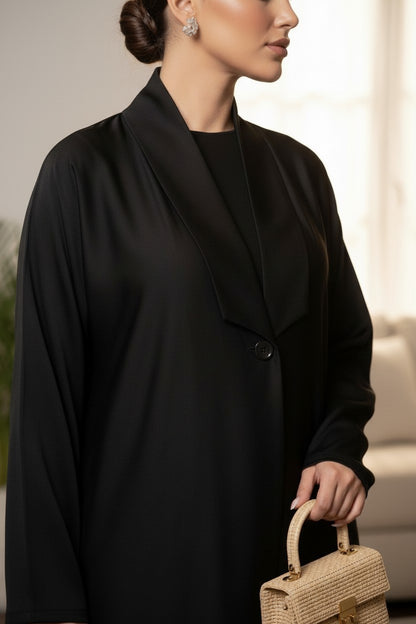 Modern Black Blazer-Style Abaya