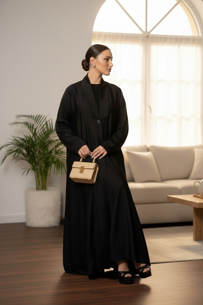 Modern Black Blazer-Style Abaya