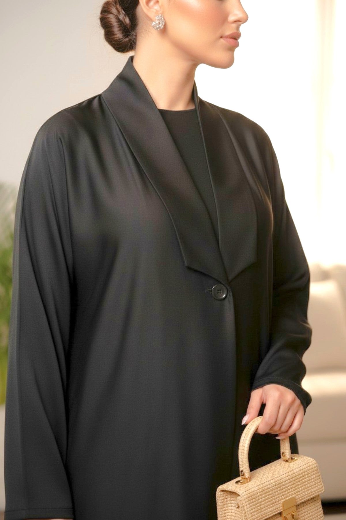 Modern Black Blazer-Style Abaya