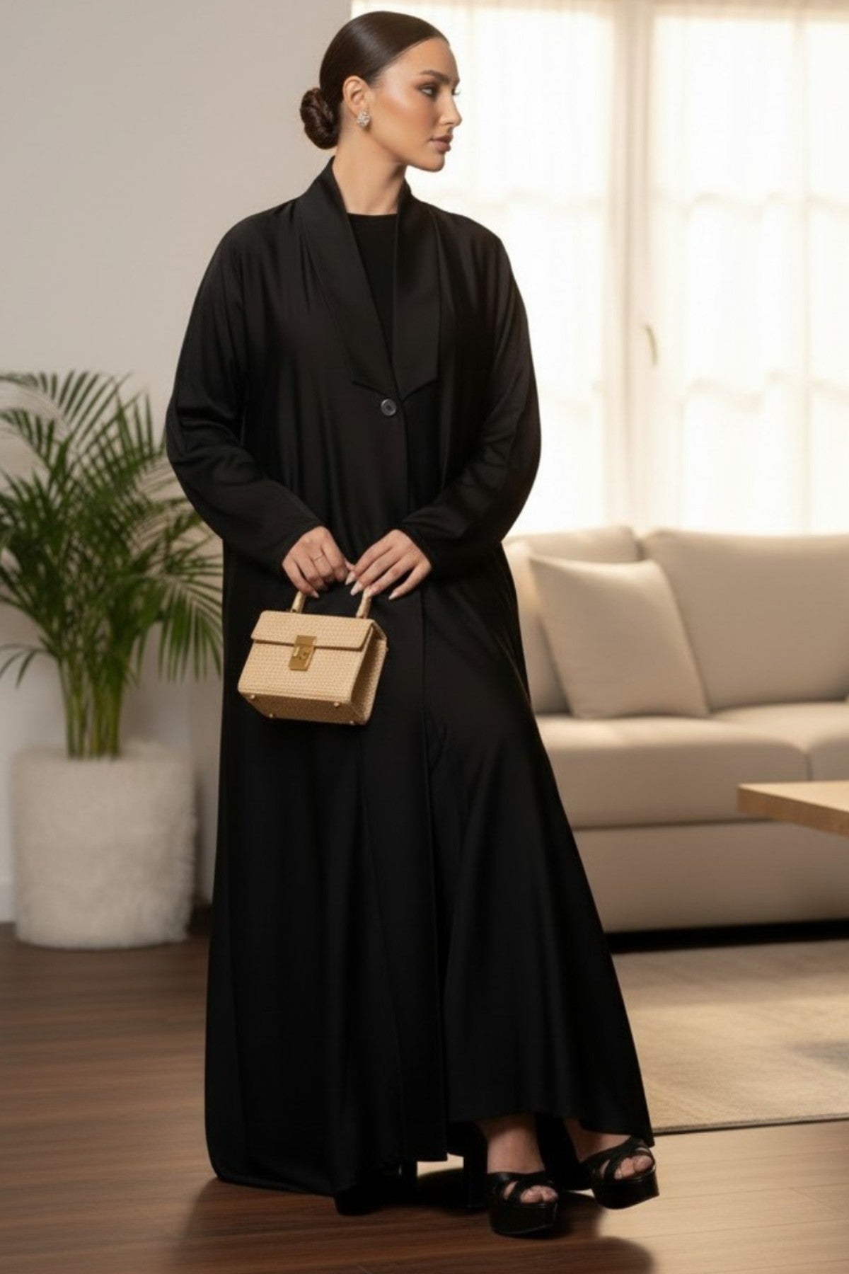 Modern Black Blazer-Style Abaya