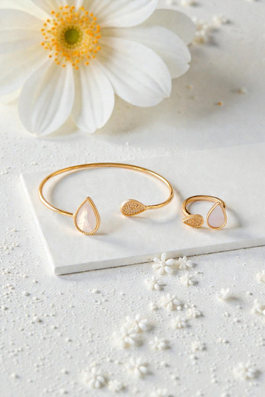 Nawar White Cuff and Ring