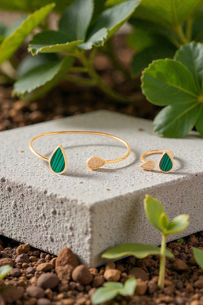 Nawar Green Cuff and Ring