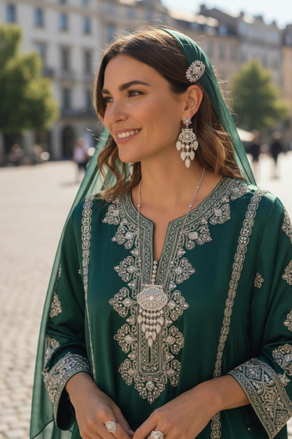 Shatha Necklace Set in Silver