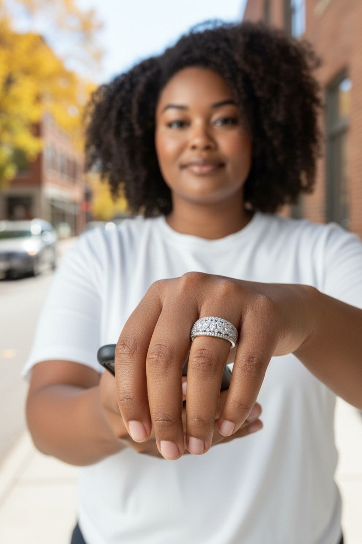 Diana Princess Cut Adjustable Ring in silver