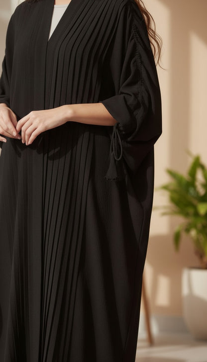 Black Pleated Bisht Abaya