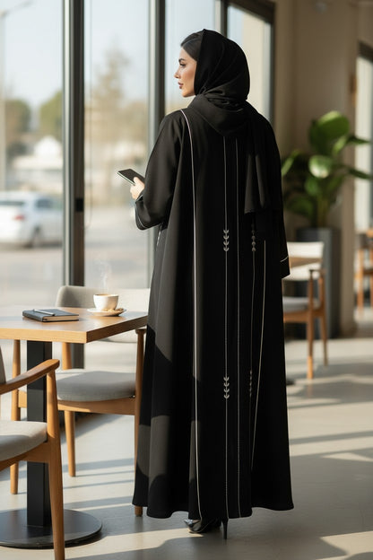 Black Embroidered Bisht Abaya
