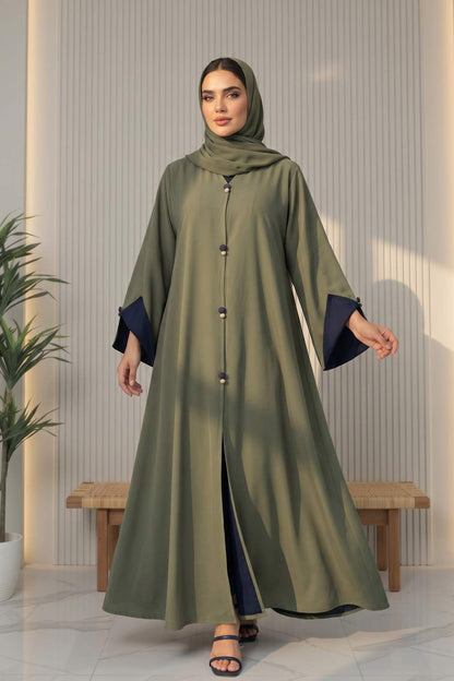 Olive Contrast Bisht Abaya