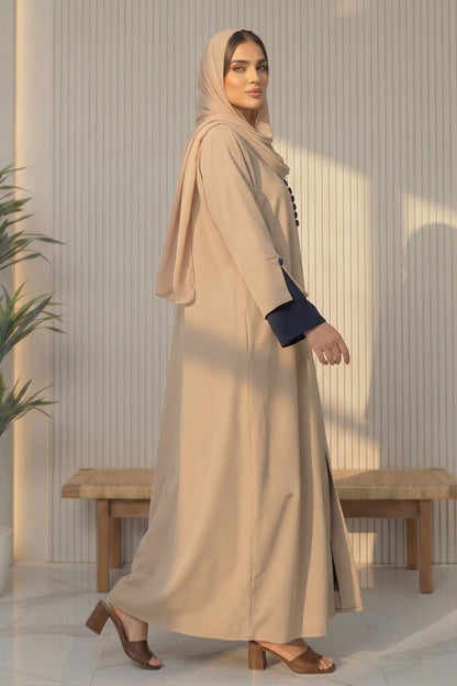 Timeless Beige Contrast Abaya