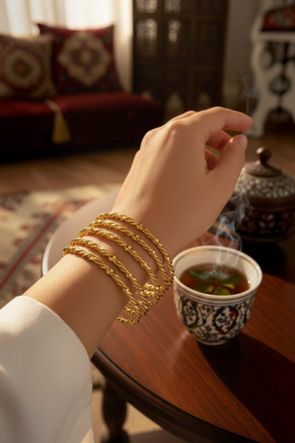 Ruby Golden 6 Bangles Set