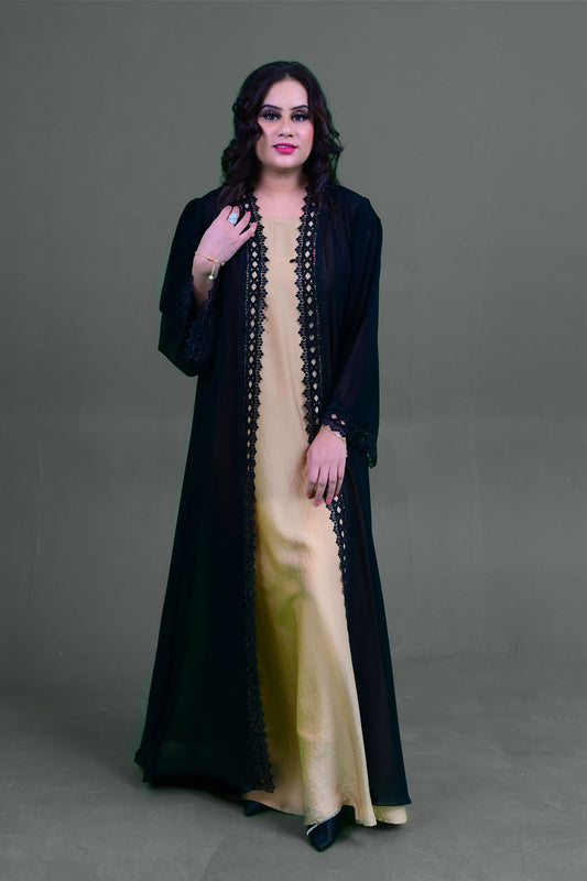 Black Applique embellished abaya