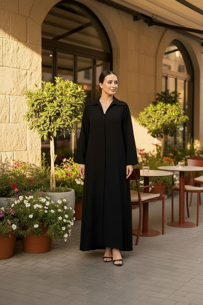 Modern Black Collared Executive Abaya