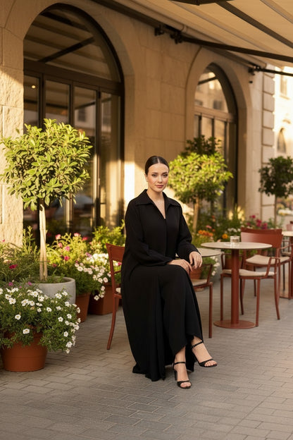 Modern Black Collared Executive Abaya