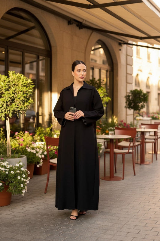 Modern Black Collared Executive Abaya