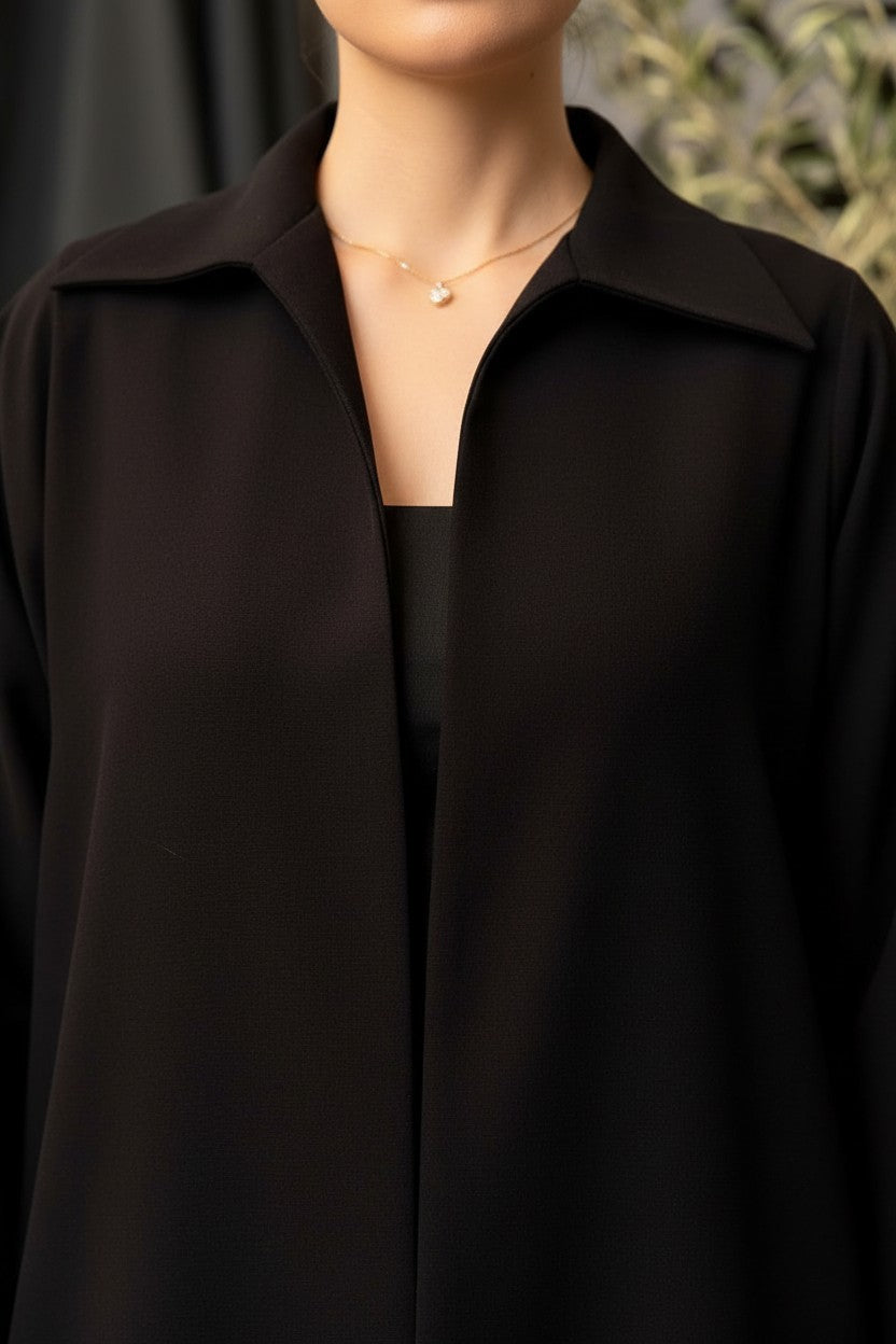Modern Black Collared Executive Abaya