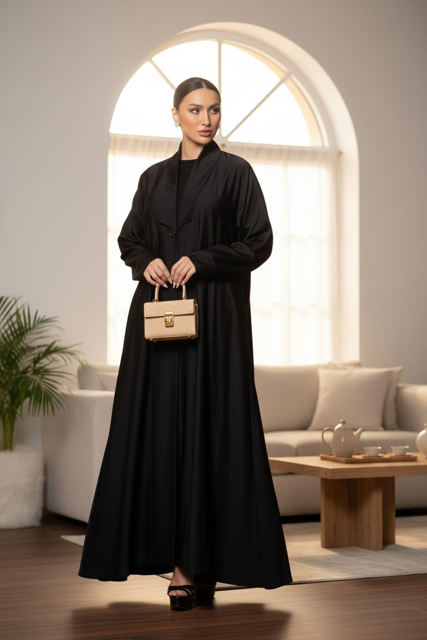 Modern Black Blazer-Style Abaya