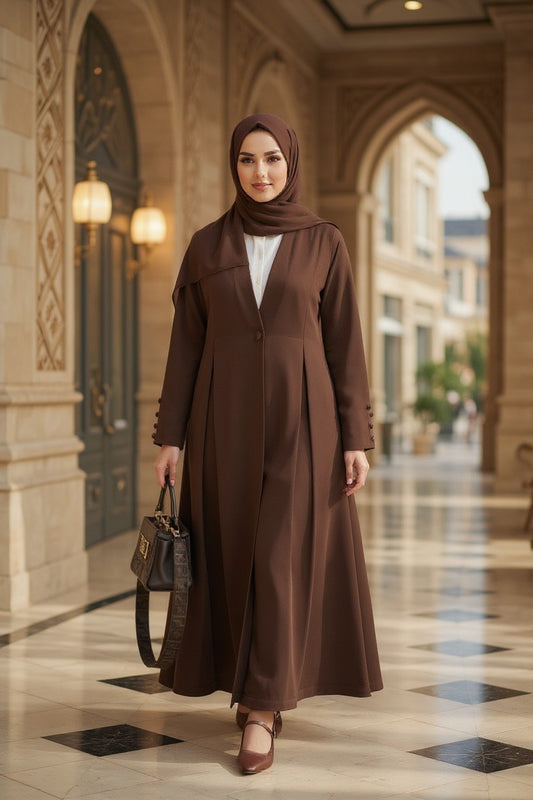 Brown Front Open Abaya