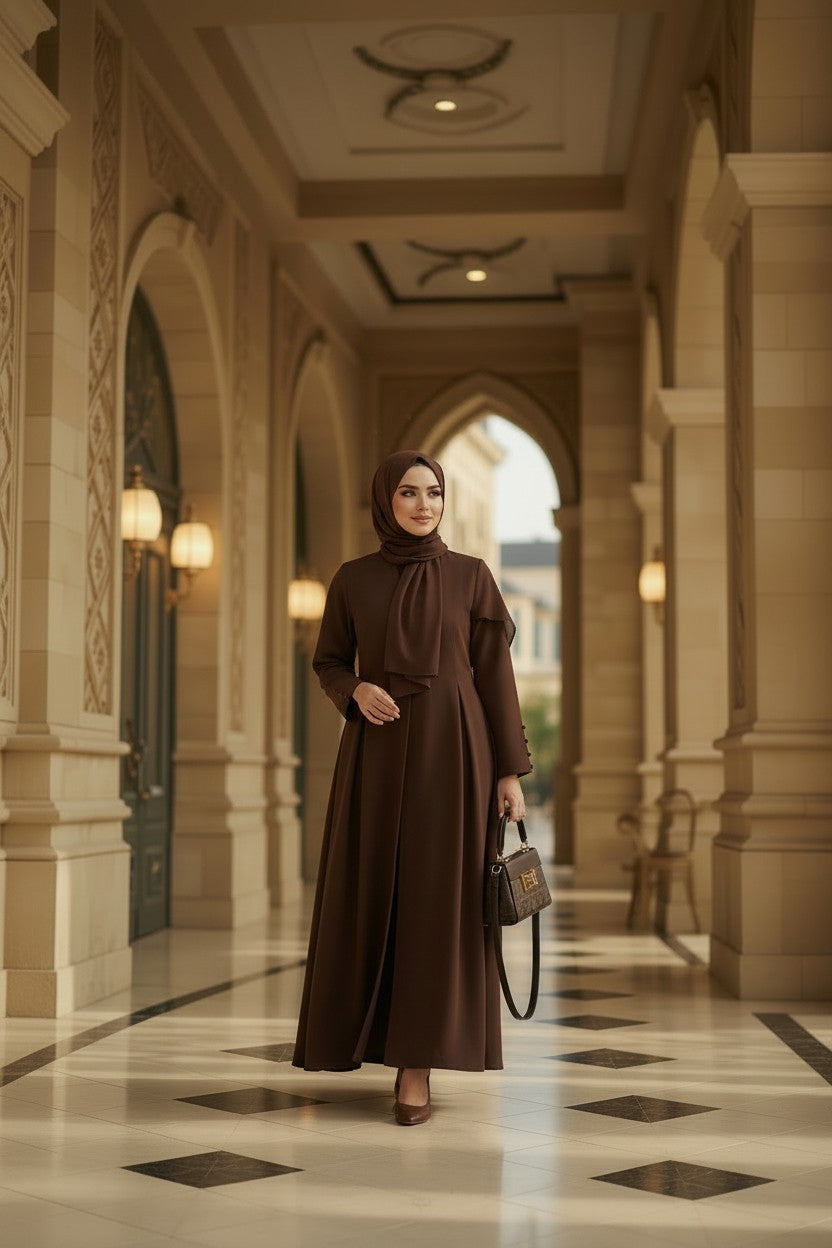 Brown Front Open Abaya