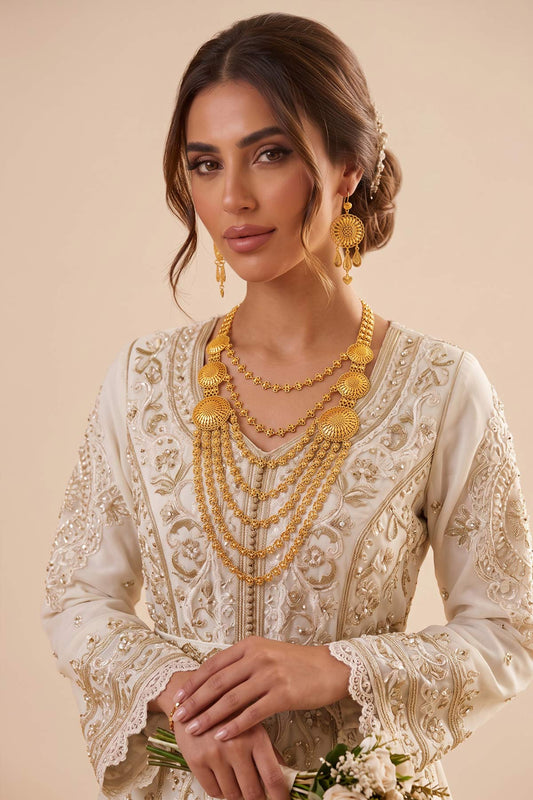 Farah Traditional Gold-Tone Layered Necklace Set